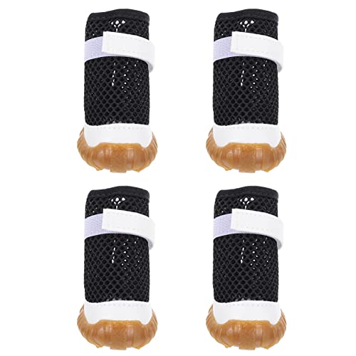 PartyKindom 4 Stück Hundeschuhe für Sommer Atmungsaktive Leichte Pfotenschützer aus Mesh für Hunde für Drinnen und Draußen Anpassbare Passform Schwarz von PartyKindom