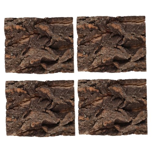 PartyKindom 4 Stück Teiliges Terrarium mit Natürlicher Baumrinde als Kletterplattform und Versteckbox für Reptilien Schlangen Schildkröten und Pflegeleichte Habitatdekoration von PartyKindom