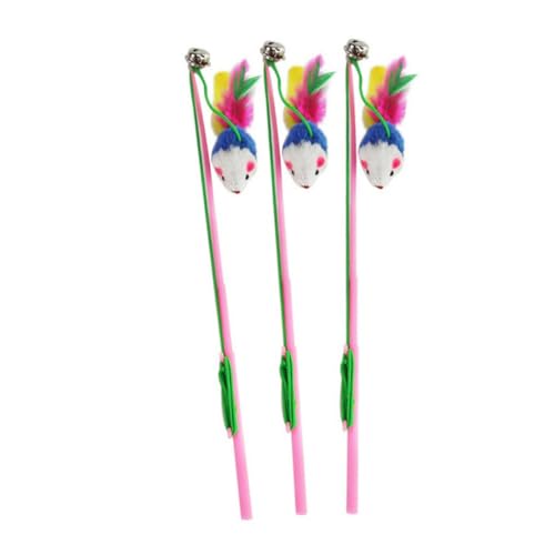 PartyKindom 5 Stück Teiliges Buntes Plüsch mäuse katzenspielzeug mit Glocke Interaktiver Katzenangel Teaser Fördert Bewegung und Spielspaß für Katzen und Kätzchen Zufällige Zufällige Farbe von PartyKindom
