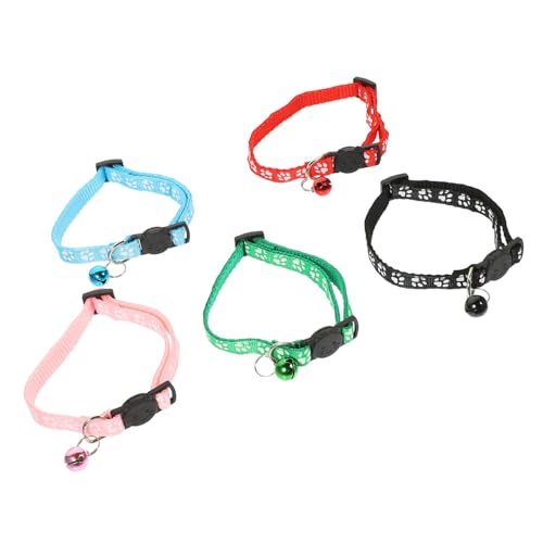 PartyKindom 5 Stück Teiliges Katzenhalsband mit Pfotenmuster Bunte Verstellbare für Kätzchen mit Glocke Sicher und Komfortabel für Haustier Party und Alltag PartyKindom 5 Stück Teiliges Katzenhalsband mit Pfotenmuster Bunte Verstellbare für Kätzchen mit Glocke Sicher und Komfortabel für Haustier Party und Alltag von PartyKindom