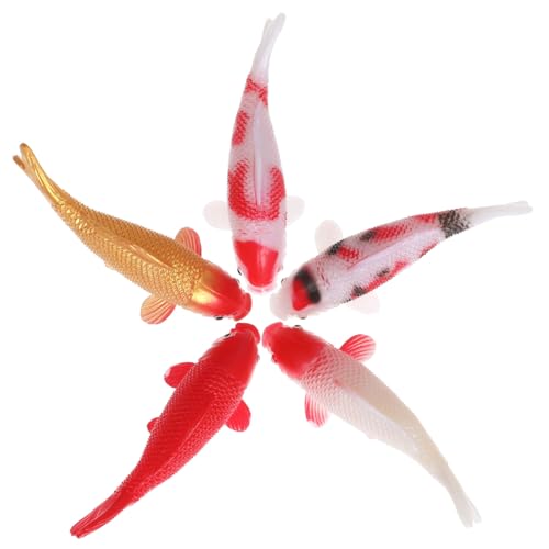 PartyKindom 5 Stück Teiliges Koi-Fisch Deko aus Farbecht und Fadenbeständig Sichere Aquarium Miniaturfiguren für Teich Wassergarten und Wohnraumgestaltung von PartyKindom