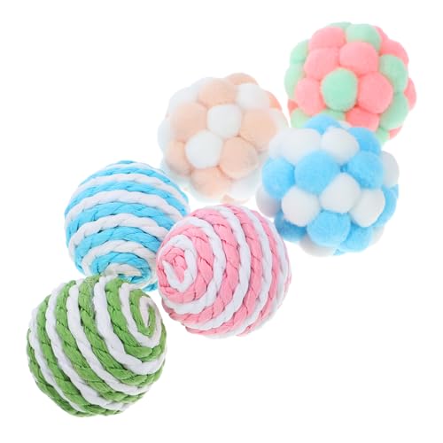 PartyKindom 6 Stück Teiliges Katzenspielzeug aus Plüsch und Sisal mit Glocke Langlebige Leichte Bälle Bunten Farben für Interaktives und Bewegung von Katzen und Kätzchen im Innenbereich PartyKindom 6 Stück Teiliges Katzenspielzeug aus Plüsch und Sisal mit Glocke Langlebige Leichte Bälle Bunten Farben für Interaktives und Bewegung von Katzen und Kätzchen im Innenbereich von PartyKindom