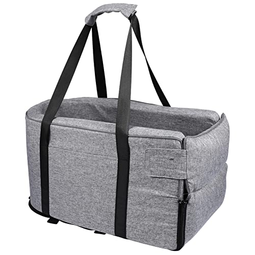 PartyKindom Auto Haustierbett Hundesitz in der Mittelkonsole Hundeautositze für kleine Hunde Welpen-Booster Heimtierbedarf Armlehnensitz für Hunde Autositzbezug für Haustiere Stoff Dark Grey von PartyKindom