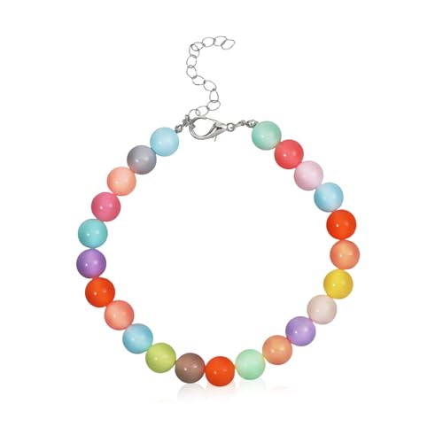PartyKindom Bonbonfarbener Kragen Hundehalsband mit Perlen Perlenhalsband für Hunde Regenbogen-Hundehalsband Halskette für Welpen Hund Halskette Hundeschmuck für kleine Hunde Hundezauber Harz von PartyKindom