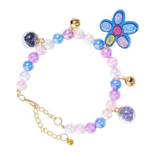 PartyKindom Einstellbares Dekoratives Katzenhalsband mit Perlen Zartes Haustierhalsband in Blau mit Blumenmuster Verstellbar für Welpen und Kleine Hunde Langlebiges Accessoire für Party und von PartyKindom