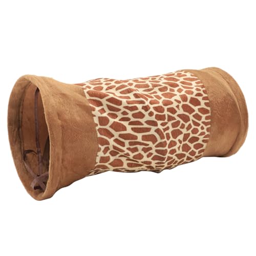 PartyKindom Faltbarer Katzentunnel mit Bequemem Design Haustierversteck für Kleine Katzen und Haustiere Brauner Deer Print Spiel und Ruhebereich für Sofa Boden und Auto von PartyKindom