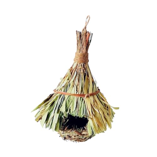 PartyKindom Handgefertigtes Vogelhaus aus Bambusblättern Wetterfestes Hängendes Grass Nest für Kleine Vögel Wie Kanarienvogel und Papagei Natürliche Vogelzubehör für Innen Außennutzung von PartyKindom