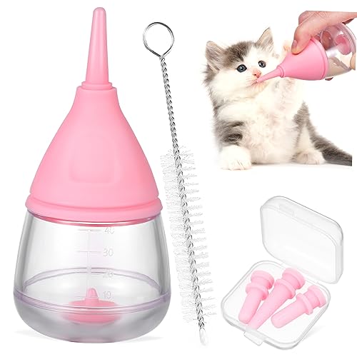 PartyKindom Haustier Aufzuchtflasche Teiliges Welpen Fütterungsflasche mit Ersatznippeln und Reinigungsbürste für Neugeborene Welpen Kätzchen Hamster Hitzebeständig Auslaufsicher Vielseitig von PartyKindom