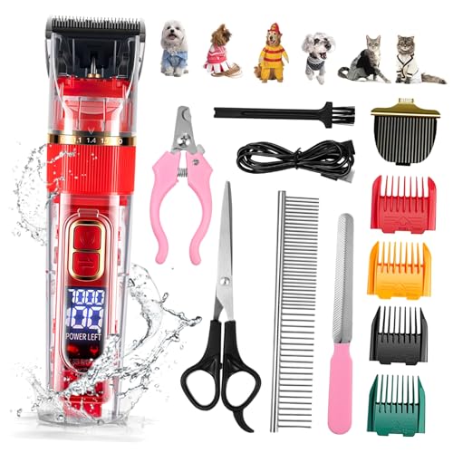 PartyKindom Haustier Schermaschine Teiliges Kabelloser Wiederaufladbarer Trimmer mit LED Display Leise Waschbar Verstellbare Geschwindigkeiten und Aufsätze für Hunde und Katzenpflege PartyKindom Haustier Schermaschine Teiliges Kabelloser Wiederaufladbarer Trimmer mit LED Display Leise Waschbar Verstellbare Geschwindigkeiten und Aufsätze für Hunde und Katzenpflege von PartyKindom