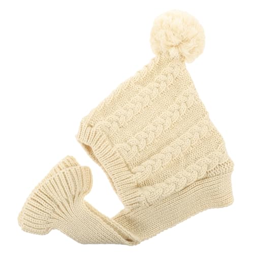 PartyKindom Haustier Winter Strickhut Mit Schal Wärmende Hundemütze Für Kleine Und Große Beigem Farbton Für Kalte Gemütliche Wollmütze Mit Passendem Schal von PartyKindom