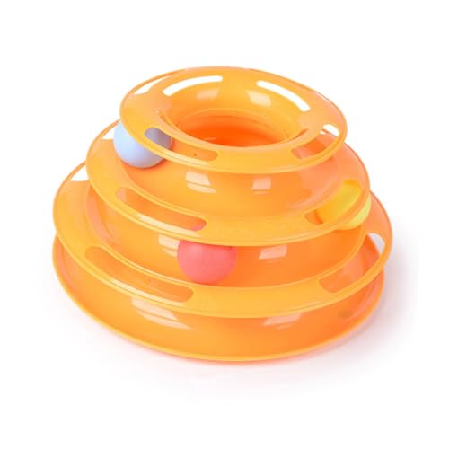 PartyKindom Interaktives Katzenspielzeug mit DREI Gelber Spielball Tray Intelligentes Pet Toy für Katzen Fördert Aktivität und Spielspaß Langlebig und Sicher für Katzenrassen von PartyKindom