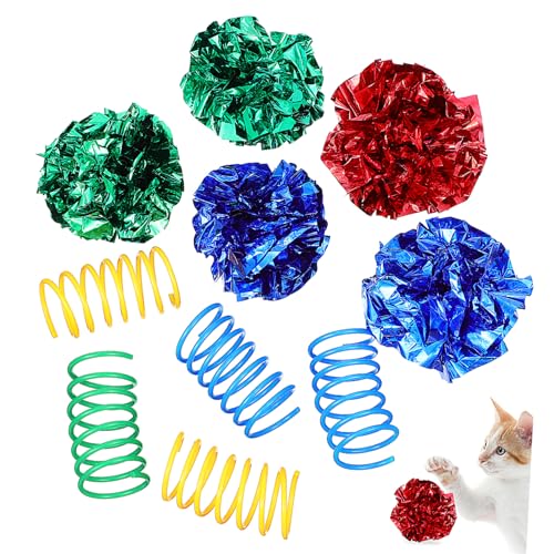 PartyKindom Katzenspielzeug Teilig Bunte Crinkle Bälle und Interaktive Spiralfedern für Wohnungskatzen Spielspaß und Beschäftigung für Katzen und Kätzchen von PartyKindom