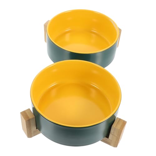 PartyKindom Keramik Haustier Futternapf mit Holzständer Erhöhter Doppelter Katzen Hundebowl Zweifarbig Kratzfest und Verschleißfest für Futter und Wasser Kleine PartyKindom Keramik Haustier Futternapf mit Holzständer Erhöhter Doppelter Katzen Hundebowl Zweifarbig Kratzfest und Verschleißfest für Futter und Wasser Kleine von PartyKindom