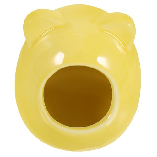 PartyKindom Keramisches Hamsterversteck Haus Kühles und Langlebiges Haustierversteck Schlafhöhle für Zwerghamster Stabiles Material Niedliche Gelbe Cartoon Form für Kleinen Hamster von PartyKindom
