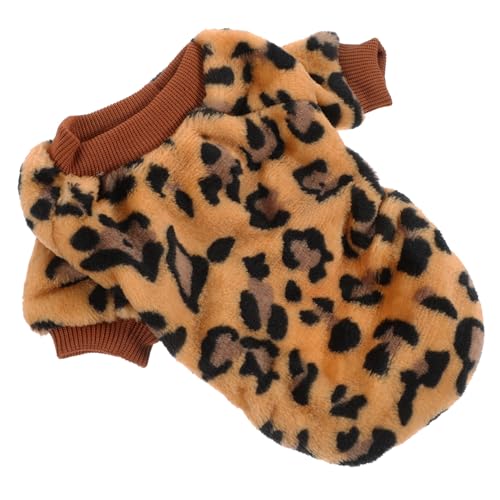PartyKindom Kleiner Hundepullover aus Weichem Flanell Warm und Bequem Herbstlicher Haustierpullover mit Braunem Leopardenmuster Dekorative Hundebekleidung für Kleine Hunde Geeignet für Alltag von PartyKindom