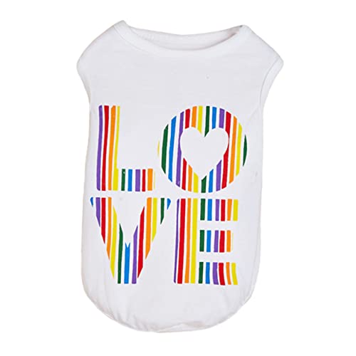 PartyKindom Kleines Hundeshirt Sommer Outfit für Katzen Welpen Ärmelloses T Shirt mit Bunten Love Buchstaben für Alltag Feiertage und Angenehm Leicht und Bequem für Haustiere von PartyKindom