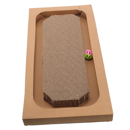 PartyKindom Kratzbrett Katze aus Stabilem Verschleißfestem Wellpappe Material Interaktives Katzenkratzspielzeug mit Glockenball für Wohnungskatzen Schützt Möbel vor Kratzspuren Fördert von PartyKindom
