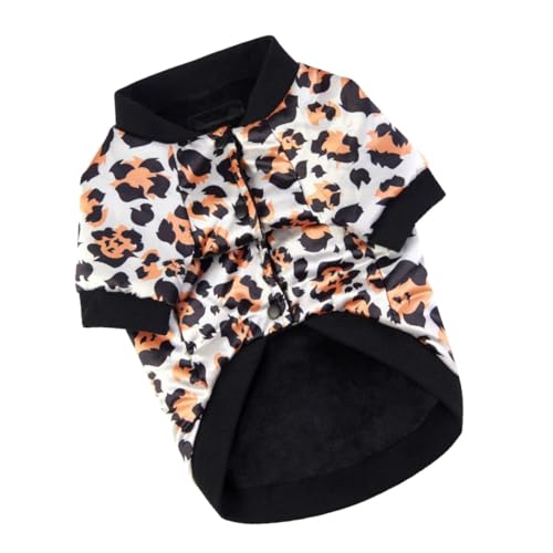 PartyKindom Leopard Muster Hundeweste Warm Gefütterte Baumwolle Hundemantel für Kleine Hunde Welpen Herbst Winter Pet Coat Kuschelige Haustierjacke Komfortabel und Einfach Anzuziehen von PartyKindom