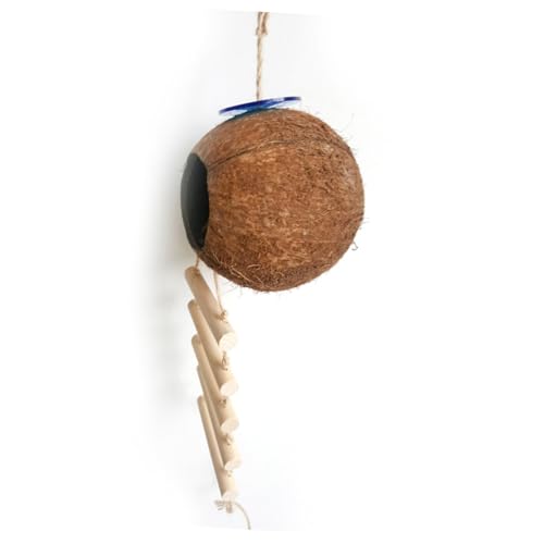 PartyKindom Naturnahes Kokosnussschalen Vogelhaus mit Leiter Sicheres Versteck für Wellensittiche und Kleintiere Natürliches Nest und Gemütliches Zuhause aus Kokosnuss Zufällige Farbe von PartyKindom