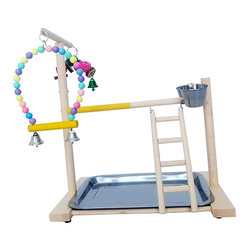 PartyKindom Parrot Stand Rack aus Geruchsneutralem Holz Langlebiges Trainingsspielzeug für Kleine Vögel Bunter Sitzstange Kletter Koordinations und Balancierfähigkeiten Zufällige Farbe von PartyKindom