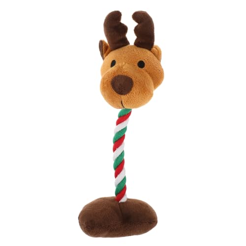 PartyKindom Quietschendes Plüsch Hundespielzeug Elchform Robust Kauspielzeug für Große und Kleine Hunde Weihnachtsmotiv Interaktives Beißspielzeug für Welpen und Haustiere von PartyKindom