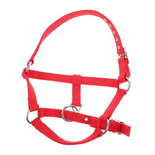 PartyKindom Reittraining für pferdegeschirr REIT zubehör Schafhalter Ziegenhalfter Strickhalfter für Pferde Pferdehalfter aus Seil Pferdeleine gepolstertes Pferdehalfter Nylon rot von PartyKindom