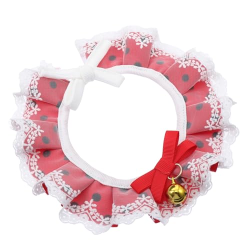 PartyKindom Rotes Spitzen katzenhalsband mit Schleife und Glöckchen Verstellbar Eleganter Schmuck für Katzen und Kätzchen Festlich für Weihnachten Hochzeit Geburtstag Party Geschenkidee von PartyKindom