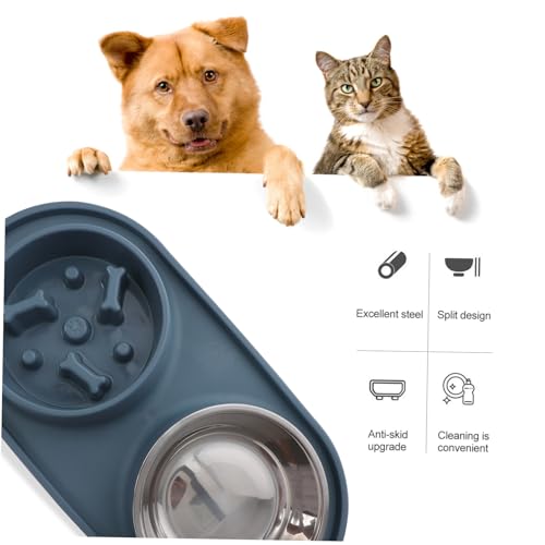 PartyKindom Slow Feeder Hundenapf Doppelnapf aus Schling Napf für Kleine Hunde und Katzen rutschfest Verdauungsfördernd Verhindert Verschütten und Erstickungsgefahr Blau von PartyKindom