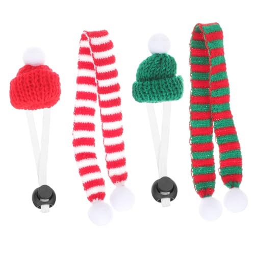 PartyKindom Teiliges Haustier Weihnachtshut und Schal für Hamster und Ratten Weiche Elastische Niedliche Strickmütze mit und Grünem Schal Festliche Tierdekoration für Kleine Kleintiere von PartyKindom