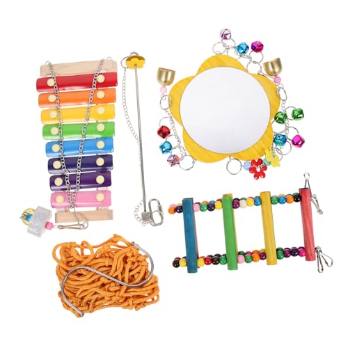 PartyKindom Teiliges Hühnerspielzeug mit Hängeleiter Obst und Gemüsespieß Spiegel und Xylophon Vielseitiges Hühnchen für Stall Beschäftigung und Stressfreie Haltung von PartyKindom