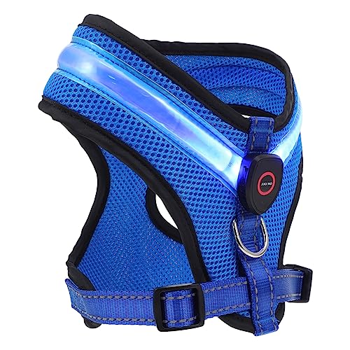 PartyKindom USB Wiederaufladbare Leuchtende Hundeweste Atmungsaktive Mesh Hundegeschirr mit DREI Lichtmodi Verstellbar Bequem für Nachtspaziergänge und Partys USB Ladekabel Blau von PartyKindom