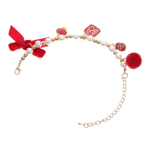 PartyKindom Verstellbares Haustierhalsband mit Perlen und Schleife aus Harz für Katzen und Kleine Hunde Festliches Year Schmuckstück Bequemes und Langlebiges Design Passend für Xs von PartyKindom