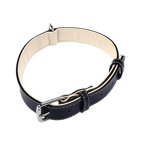 PartyKindom Verstellbares Hundehalsband für Mittlere bis Große Hunde XXL Schwarz aus Hochwertigem PU mit Einstelllöchern und Schickem Design von PartyKindom
