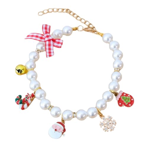 PartyKindom Verstellbares Katzenhalsband mit Glocke Zartes Dekoratives Haustierhalsband für Kleine Hunde und Kätzchen Leichtes Sicheres Schmuck Accessoire mit Weihnachtsdesign S von PartyKindom