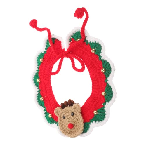 PartyKindom Weicher Weihnachts Haustier Schal mit Elchmotiv Warme Dekorative Halskrause für Kleine Hunde und Katzen Festliches Accessoire für Gemütliche und Weihnachtsfeiern von PartyKindom