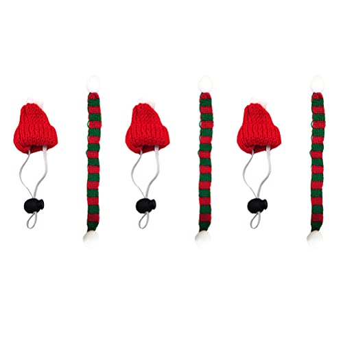 6st Mini-weihnachtsmütze Katze Weihnachtsschals Hund Weihnachtsmütze Roter Katzenschal Weihnachtshundekappe Weihnachtshaustierschals Roter Schal Polyestergarn Kleidung Weihnachten von PartyKindom
