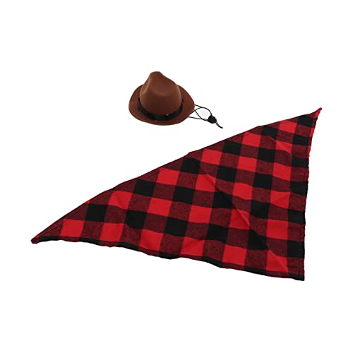 Pasamer Cowboy-Hut und Schal für Hunde, Polyester-Material, Cowboy-Hut für Katzen, dreieckig, niedlich und cool für Cowboy-Hut-Kleidung für Urlaubsrequisiten braun + rot von Pasamer