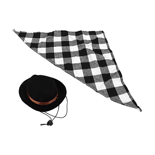 Pasamer Cowboy-Hut und Schal für Hunde, Polyester-Material, Cowboy-Hut für Katzen, dreieckig, niedlich und cool für Cowboy-Hut-Kleidung für Urlaubsrequisiten schwarz + schwarz von Pasamer