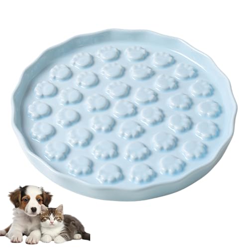 Pasdrucn 17.9x2cm Keramik Antischlingnapf Hunde Klein, Anti Schling Napf Katzen Keramik Antischlingnapf Katze, Anti Schling Napf Hundenapf Futternapf Für Katzen Und Hunde (Blau) von Pasdrucn