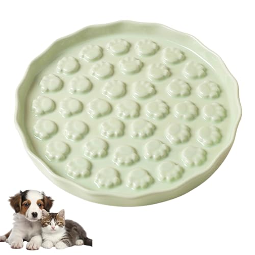 Pasdrucn 17.9x2cm Keramik Antischlingnapf Hunde Klein, Anti Schling Napf Katzen Keramik Antischlingnapf Katze, Anti Schling Napf Hundenapf Futternapf Für Katzen Und Hunde (Grün) von Pasdrucn