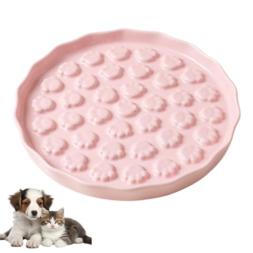 Pasdrucn 17.9x2cm Keramik Antischlingnapf Hunde Klein, Anti Schling Napf Katzen Keramik Antischlingnapf Katze, Anti Schling Napf Hundenapf Futternapf Für Katzen Und Hunde (Rosenrot) von Pasdrucn