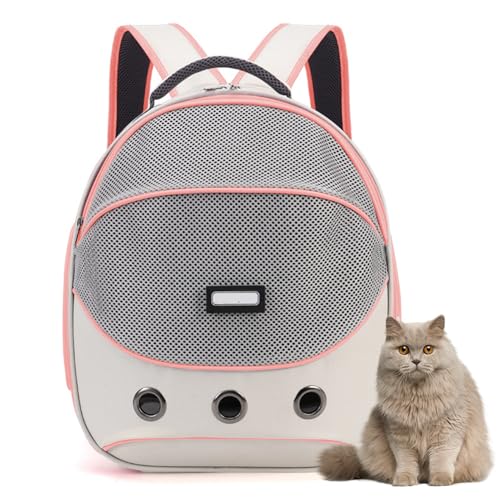 Pasdrucn 33x25x41cm Haustiertasche, Hunderucksack Bis 6.5 Kg, Cat Backpack, Haustier Tragerucksack Katzentasche Hunde Rucksack, Verstellbarer Haustier Rucksack Für Kleine Dog Und Cat (Rosa) von Pasdrucn