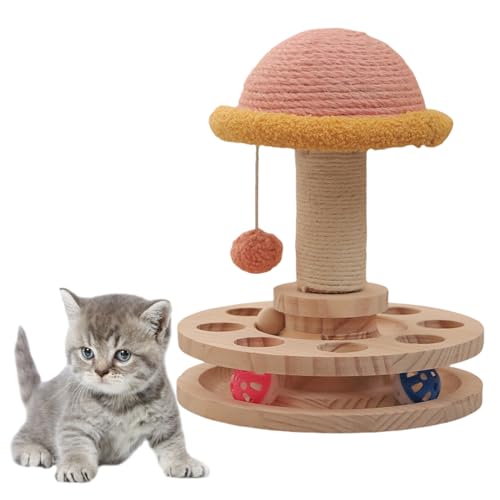 Pasdrucn 4 in 1 Interaktives Katzenspielzeug Selbstbeschäftigung, Kratzbaum Klein 4 in 1, Drehbares Kitten Spielzeug Katzenspielzeug Selbstbeschäftigung Mit Hängender Kugel (L) von Pasdrucn