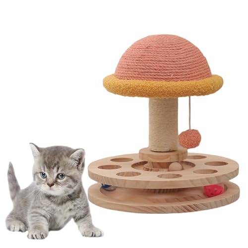 Pasdrucn 4 in 1 Interaktives Katzenspielzeug Selbstbeschäftigung, Kratzbaum Klein 4 in 1, Drehbares Kitten Spielzeug Katzenspielzeug Selbstbeschäftigung Mit Hängender Kugel (S) von Pasdrucn