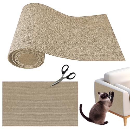 Pasdrucn 40x200cm Kratzmatte Katze Selbstklebend Wand, Kratzbrett Katzen Kratzschutz, Katzen Kratzbretter Katze Wand, Betten & Möbel Für Katzen, Kratzschutz Katzenkratzmatte Sofa Katze (Khaki) von Pasdrucn