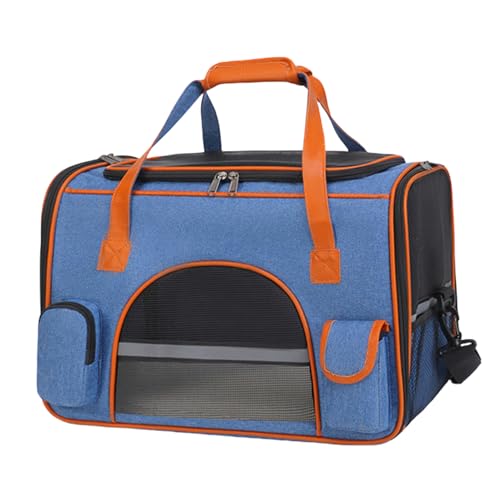 Pasdrucn Flugtasche Für Hunde & Transportbox Katze Hunde, 8 Kg Faltbare Transportbox Katze Mit Schulterriemen, Faltbare & Waschbare Katzen Transportboxen (Blau) von Pasdrucn