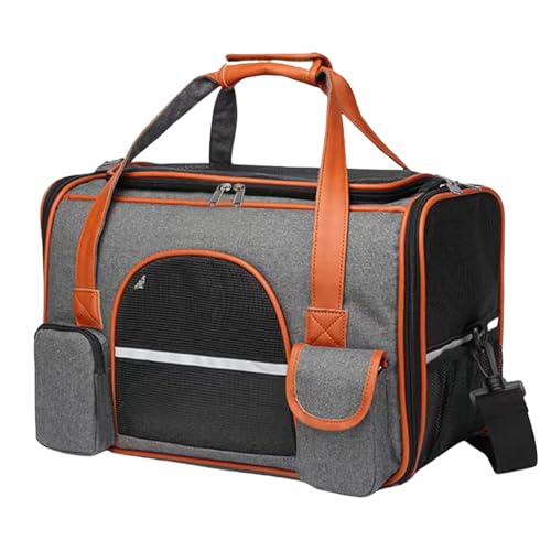Pasdrucn Flugtasche Für Hunde & Transportbox Katze Hunde, 8 Kg Faltbare Transportbox Katze Mit Schulterriemen, Faltbare & Waschbare Katzen Transportboxen (Dunkelgrau) von Pasdrucn