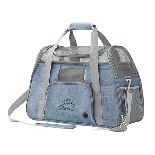 Pasdrucn Flugtasche Für Hunde & Transportbox Katze Hundes, Faltbare Katzentransportbox, Transporttasche Katze Und Hunde, Bis 10kg, Hundetragetasche, Hundebox Auto Transportbox Katze (Blau) von Pasdrucn