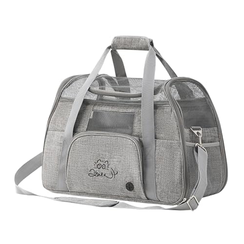 Pasdrucn Flugtasche Für Hunde & Transportbox Katze Hundes, Faltbare Katzentransportbox, Transporttasche Katze Und Hunde, Bis 10kg, Hundetragetasche, Hundebox Auto Transportbox Katze (Grau) von Pasdrucn