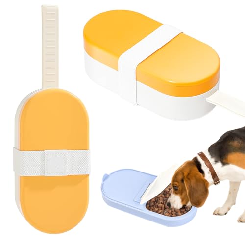 Pasdrucn Hunde Trinkflasche Für Unterwegs, Wasserflaschen-Futterspender für Welpen, Tragbare Haustier Trinkflasche für Welpencamping, platzsparende Snackschüssel zum Spazierengehen (Yellow) von Pasdrucn